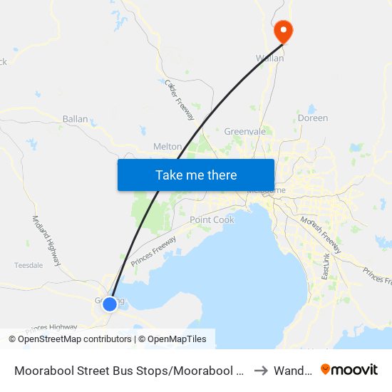 Moorabool Street Bus Stops/Moorabool St (Geelong) to Wandong map