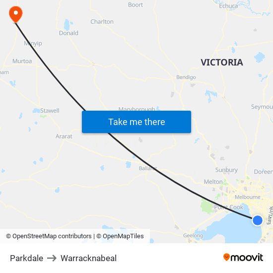 Parkdale to Warracknabeal map