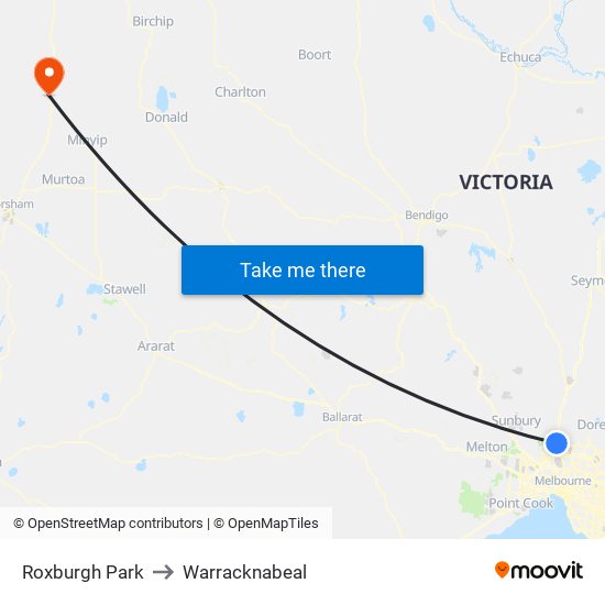 Roxburgh Park to Warracknabeal map