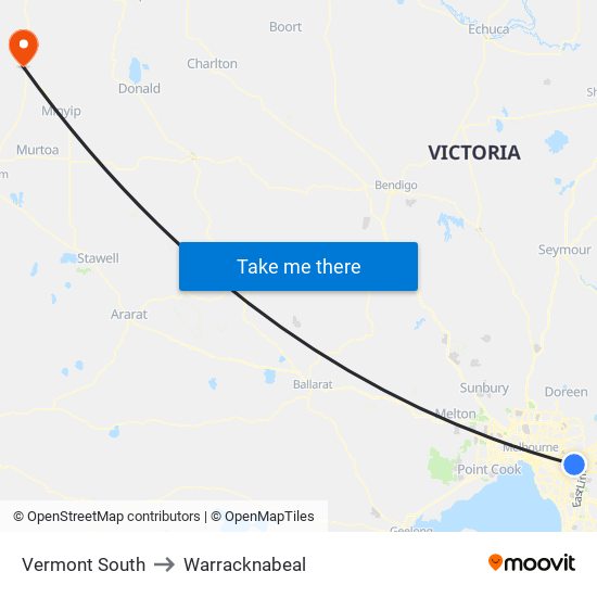 Vermont South to Warracknabeal map