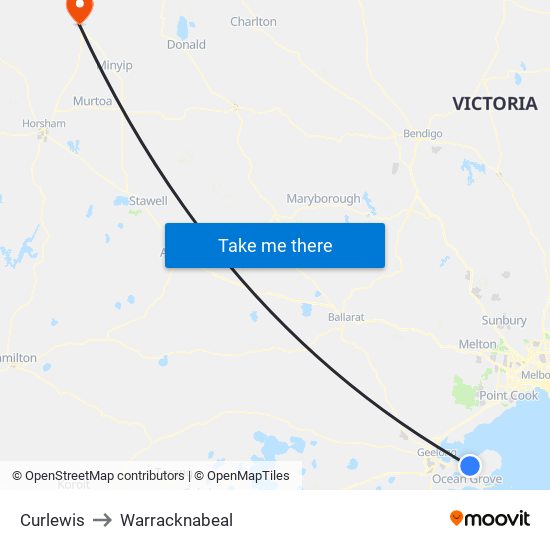 Curlewis to Warracknabeal map