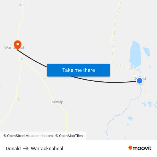 Donald to Warracknabeal map