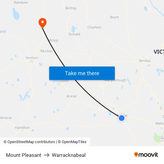 Mount Pleasant to Warracknabeal map