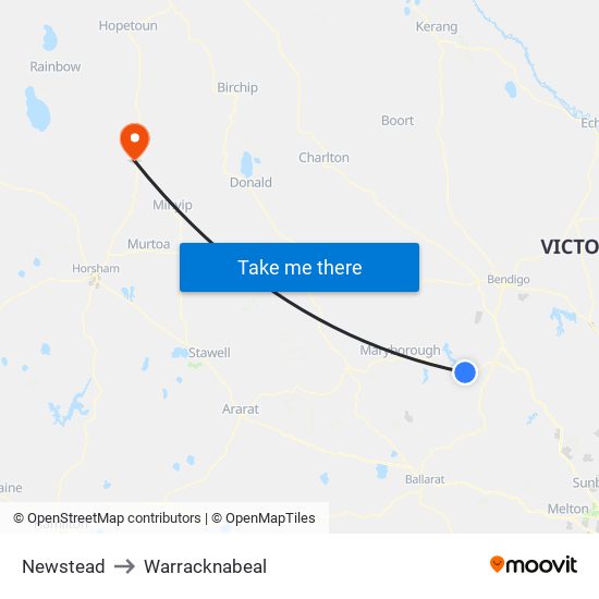 Newstead to Warracknabeal map