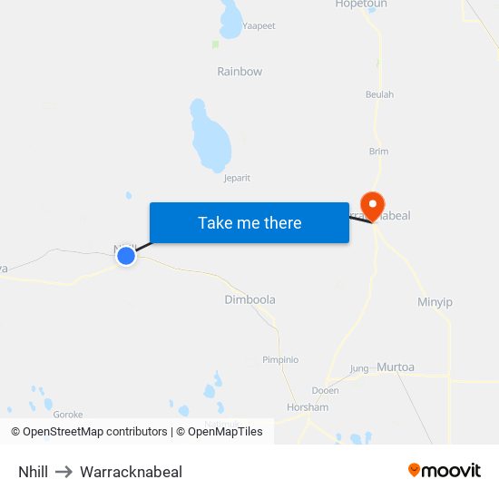 Nhill to Warracknabeal map