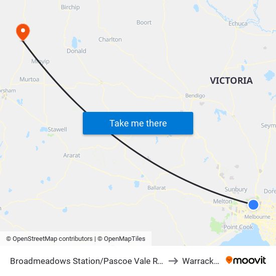 Broadmeadows Station/Pascoe Vale Rd (Broadmeadows) to Warracknabeal map