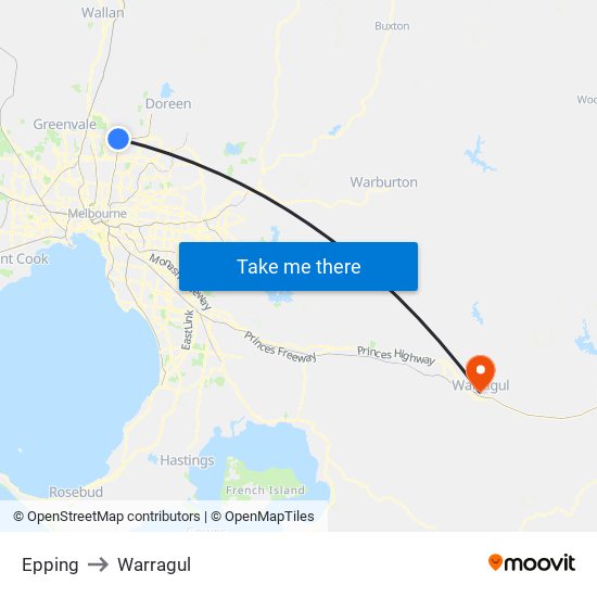 Epping to Warragul map