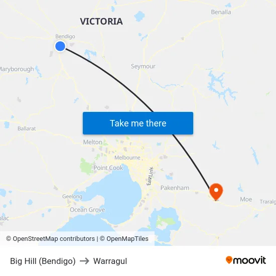 Big Hill (Bendigo) to Warragul map