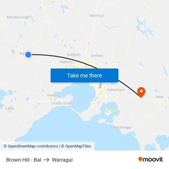 Brown Hill - Bal to Warragul map