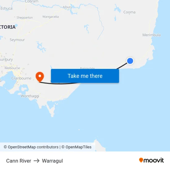 Cann River to Warragul map