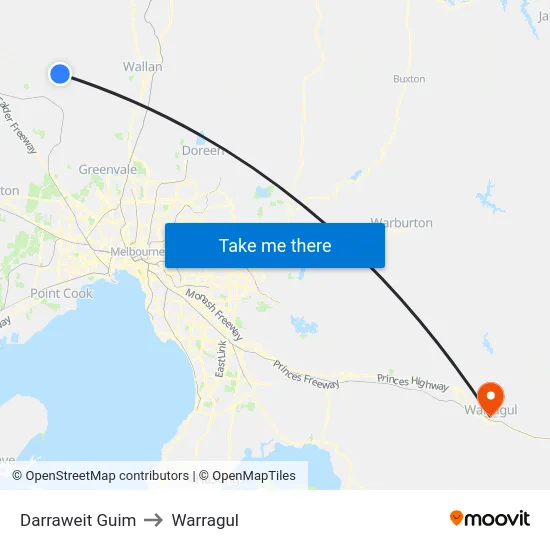 Darraweit Guim to Warragul map