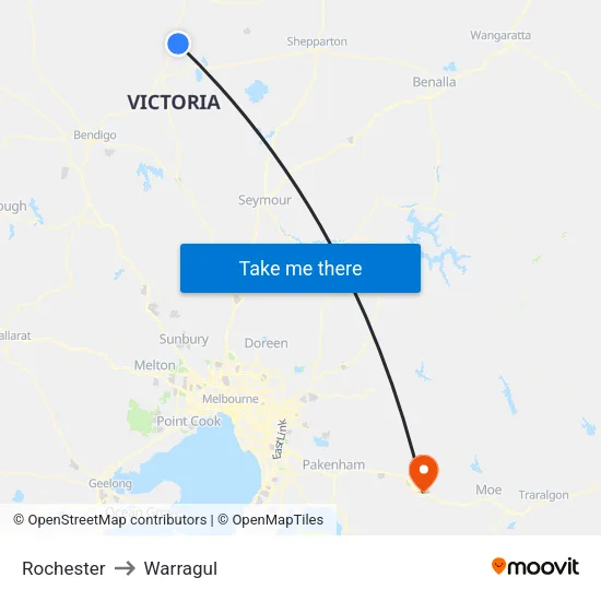 Rochester to Warragul map