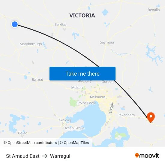 St Arnaud East to Warragul map