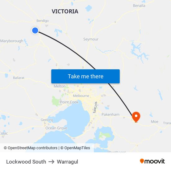 Lockwood South to Warragul map