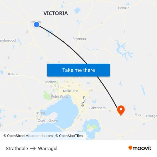 Strathdale to Warragul map