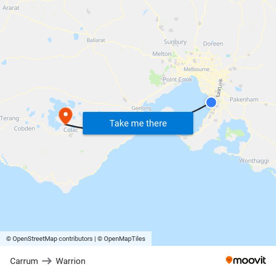 Carrum to Warrion map