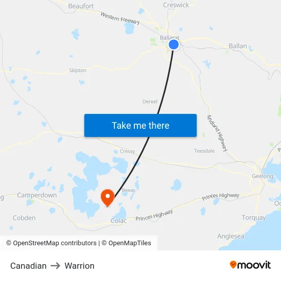 Canadian to Warrion map