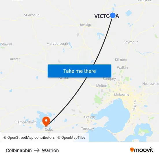 Colbinabbin to Warrion map