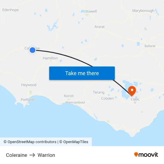 Coleraine to Warrion map