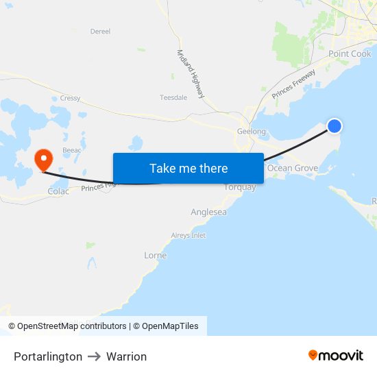 Portarlington to Warrion map