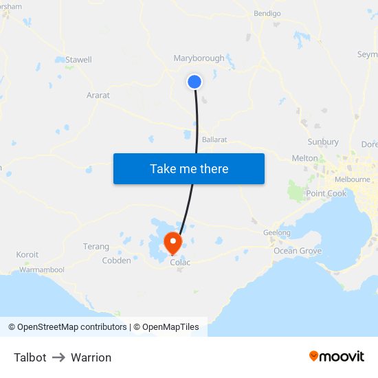 Talbot to Warrion map