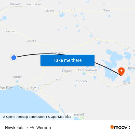 Hawkesdale to Warrion map