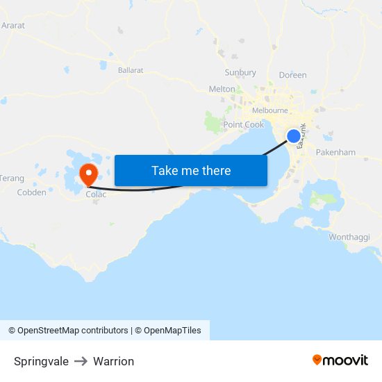 Springvale to Warrion map