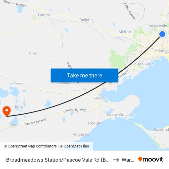 Broadmeadows Station/Pascoe Vale Rd (Broadmeadows) to Warrion map