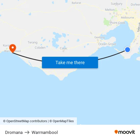Dromana to Warrnambool map