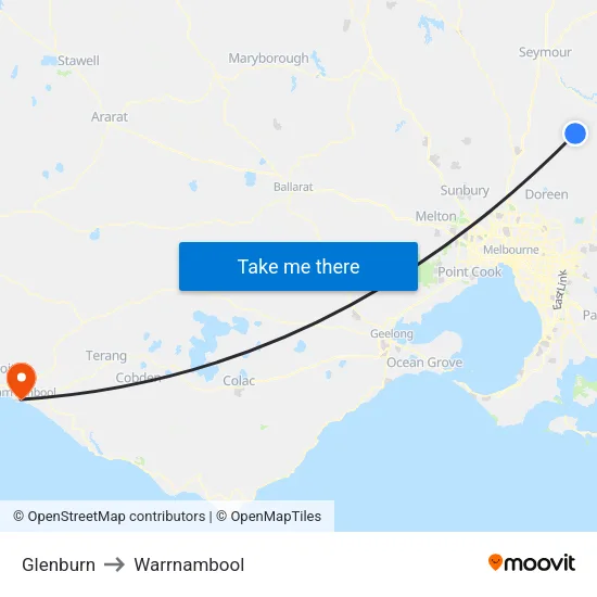 Glenburn to Warrnambool map