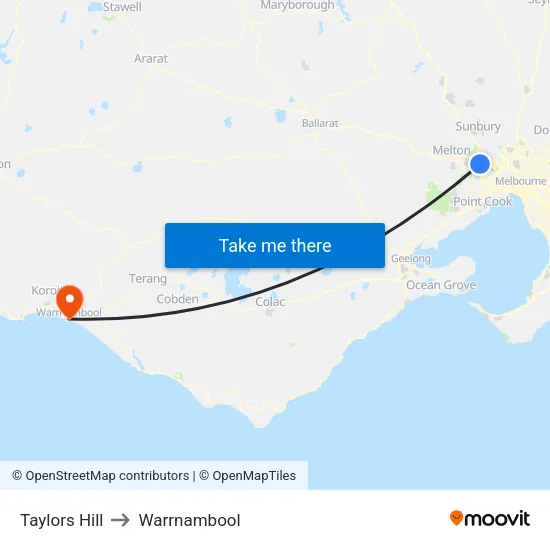Taylors Hill to Warrnambool map
