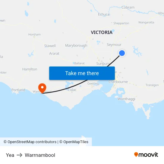Yea to Warrnambool map