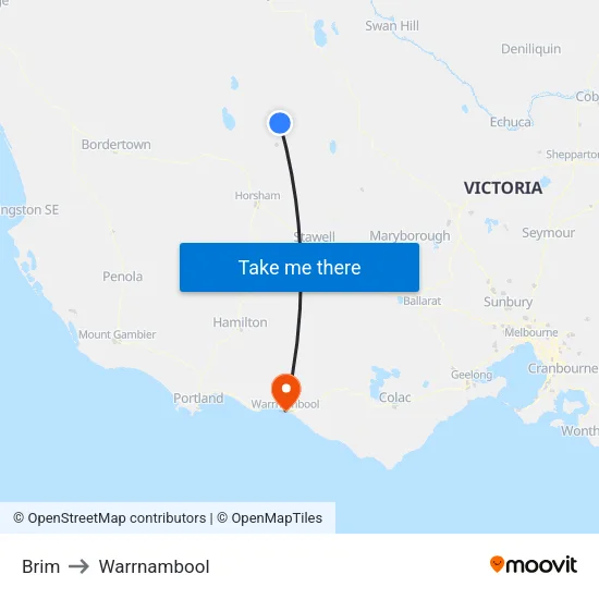 Brim to Warrnambool map