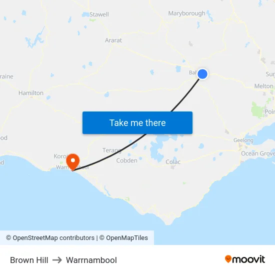 Brown Hill to Warrnambool map