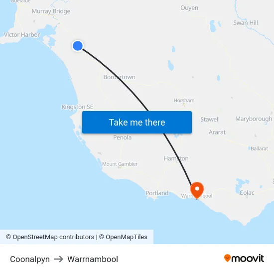 Coonalpyn to Warrnambool map