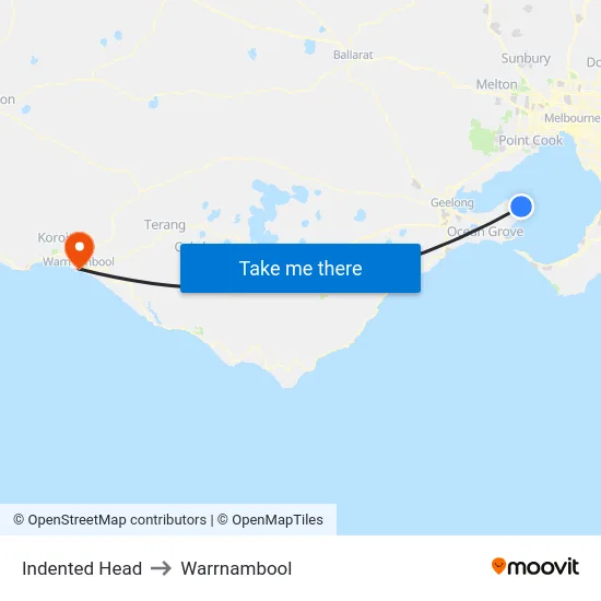 Indented Head to Warrnambool map