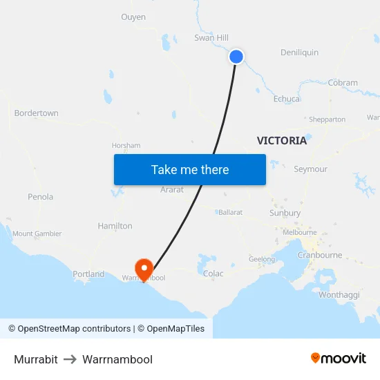Murrabit to Warrnambool map