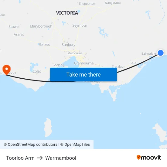 Toorloo Arm to Warrnambool map