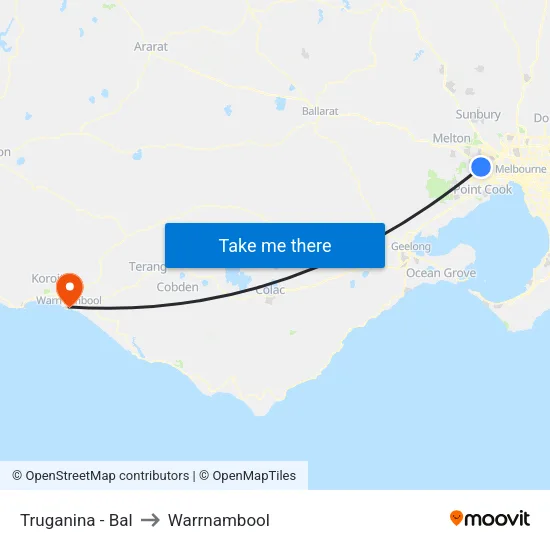 Truganina - Bal to Warrnambool map