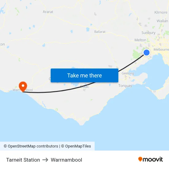 Tarneit Station to Warrnambool map