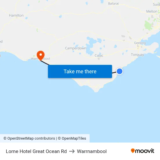 Lorne Hotel Great Ocean Rd to Warrnambool map