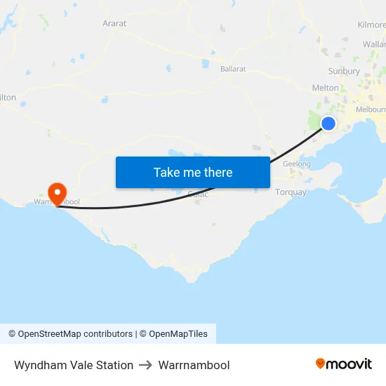 Wyndham Vale Station to Warrnambool map