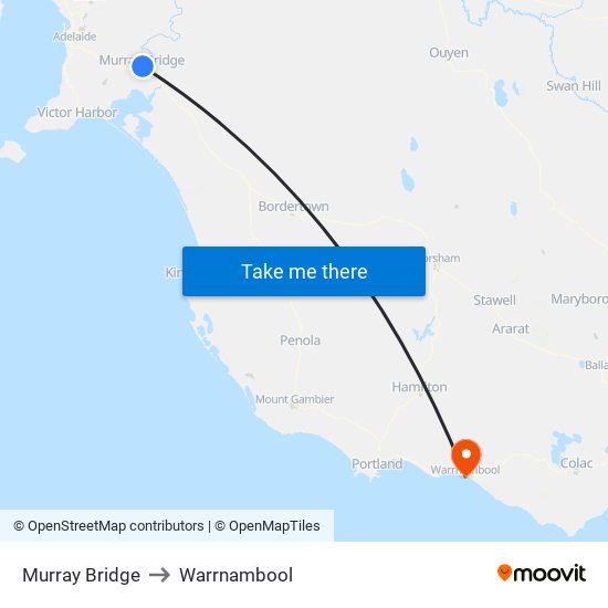 Murray Bridge to Warrnambool map