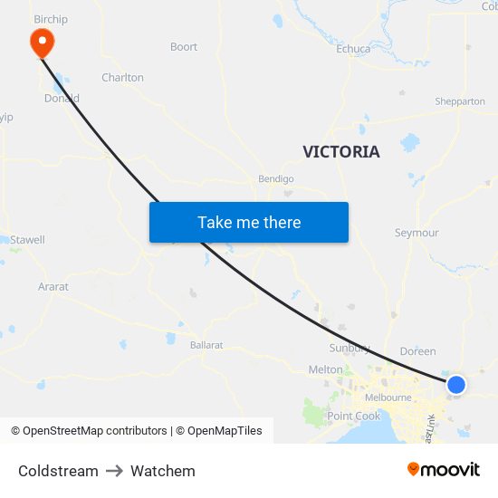 Coldstream to Watchem map