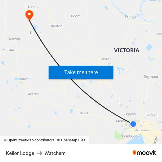 Keilor Lodge to Watchem map