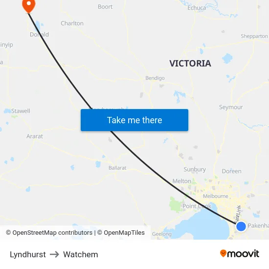 Lyndhurst to Watchem map