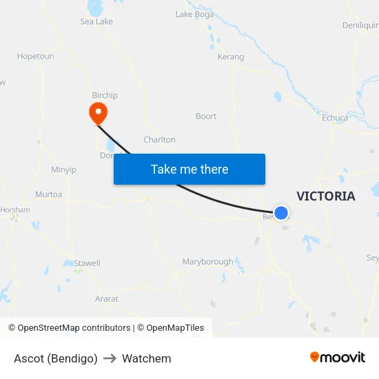 Ascot (Bendigo) to Watchem map