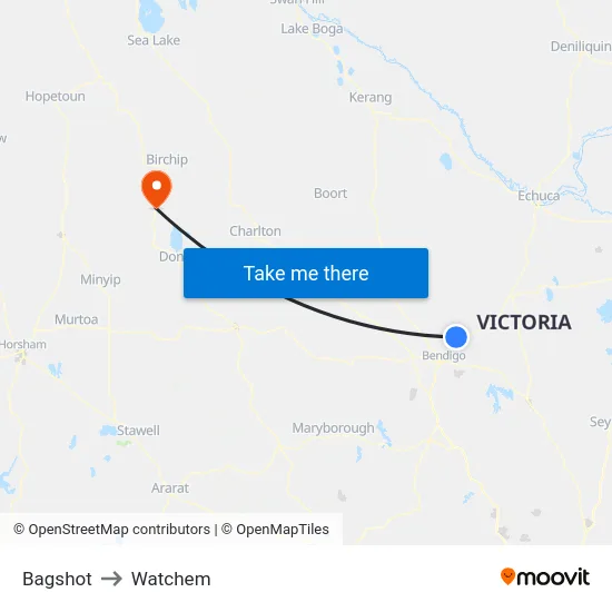 Bagshot to Watchem map