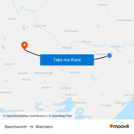 Beechworth to Watchem map