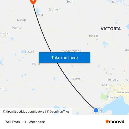 Bell Park to Watchem map